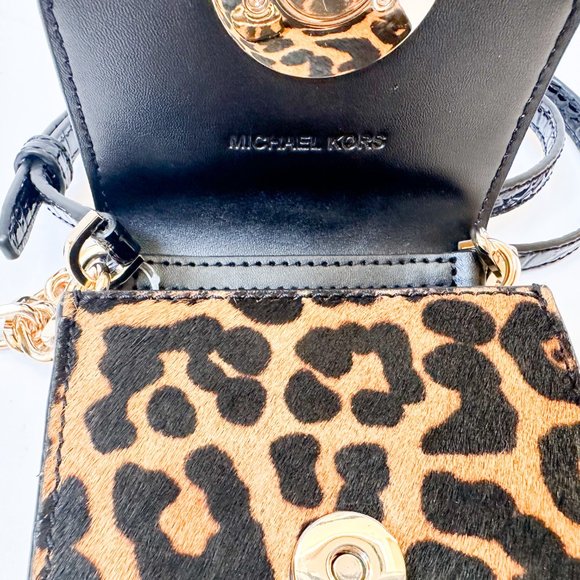 Michael Kors Carmen Small Phone Crossbody Bag Embossed Exotic Black Multi - Picture 7 of 11